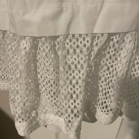 Anthropologie Women's White Maeve Lace-Hem Smock Mini Shirt Dress L Size NWT - Picture 7 of 8